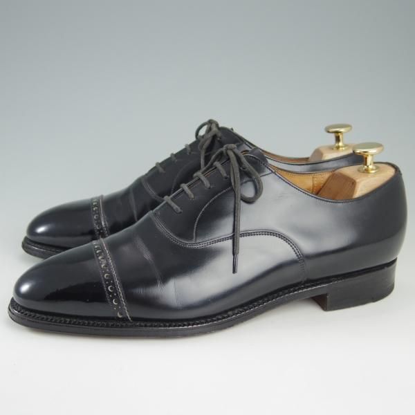 極上★チャーチ 75F/UK7.5【旧チャーチ★ブックバインダーカーフ/3都市ロゴ】84ラスト/Barcroft/パンチドキャップトゥ/黒/Church's★f428