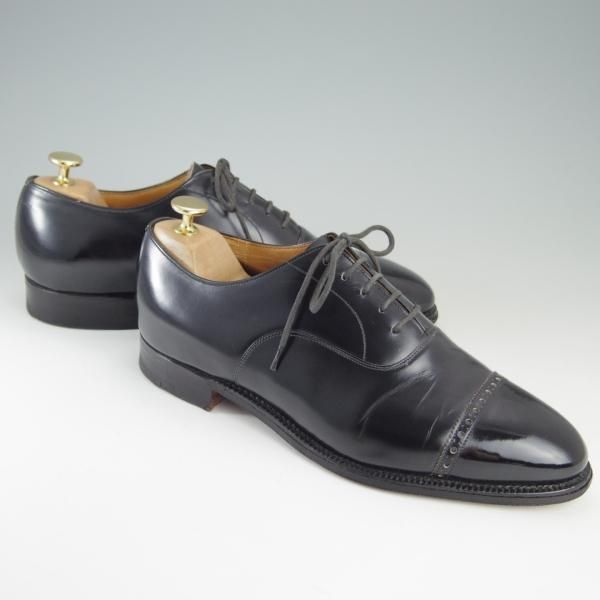 極上★チャーチ 75F/UK7.5【旧チャーチ★ブックバインダーカーフ/3都市ロゴ】84ラスト/Barcroft/パンチドキャップトゥ/黒/Church's★f428