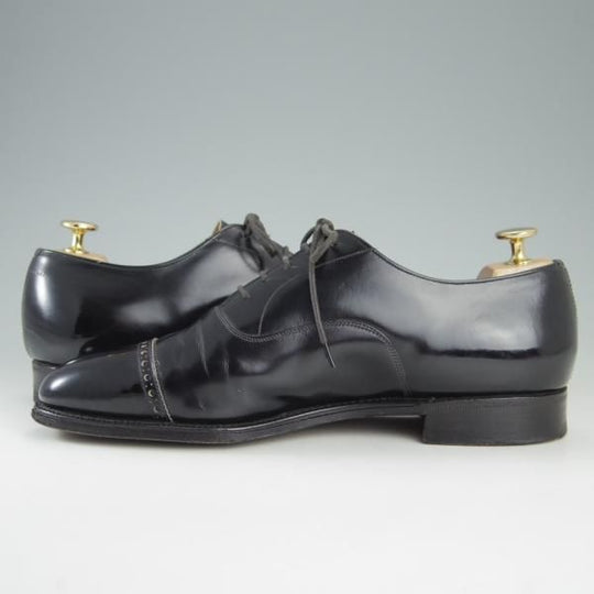 極上★チャーチ 75F/UK7.5【旧チャーチ★ブックバインダーカーフ/3都市ロゴ】84ラスト/Barcroft/パンチドキャップトゥ/黒/Church's★f428