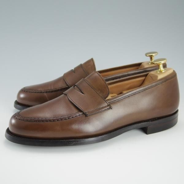 美品★クロケット&ジョーンズ 6E【定価￥83,600-★コインローファー/BOSTON 2】376ラスト/CITYソール/カーフ/茶/Crockett&Jones★f439