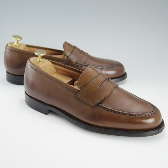 美品★クロケット&ジョーンズ 6E【定価￥83,600-★コインローファー/BOSTON 2】376ラスト/CITYソール/カーフ/茶/Crockett&Jones★f439