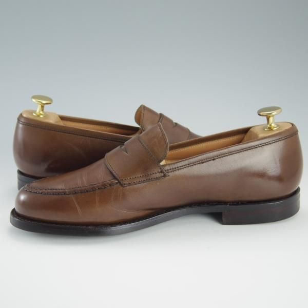 美品★クロケット&ジョーンズ 6E【定価￥83,600-★コインローファー/BOSTON 2】376ラスト/CITYソール/カーフ/茶/Crockett&Jones★f439