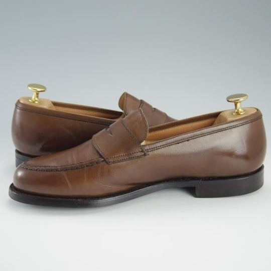 美品★クロケット&ジョーンズ 6E【定価￥83,600-★コインローファー/BOSTON 2】376ラスト/CITYソール/カーフ/茶/Crockett&Jones★f439