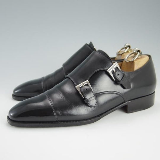 極上★(伊)エンツォ・ボナフェ SIZE 5.5【★ダブルモンク/Lavorate a mano】カーフ/黒/メンズ/Enzo Bonafe★f442