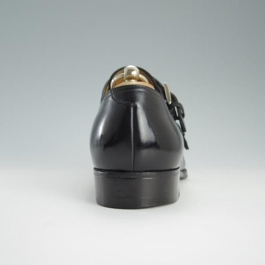 極上★(伊)エンツォ・ボナフェ SIZE 5.5【★ダブルモンク/Lavorate a mano】カーフ/黒/メンズ/Enzo Bonafe★f442