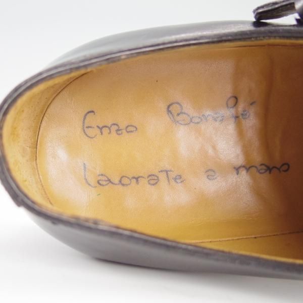 極上★(伊)エンツォ・ボナフェ SIZE 5.5【★ダブルモンク/Lavorate a mano】カーフ/黒/メンズ/Enzo Bonafe★f442