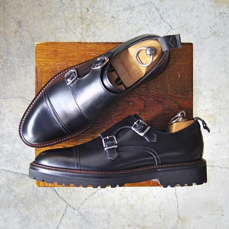 未使用★WH/ダブルエイチ SIZE 6【定価￥52,800-★ダブルモンク/WH0300】(仏)アノネイ社/ボカルーカーフ/Vocalou/黒/メンズ★f447