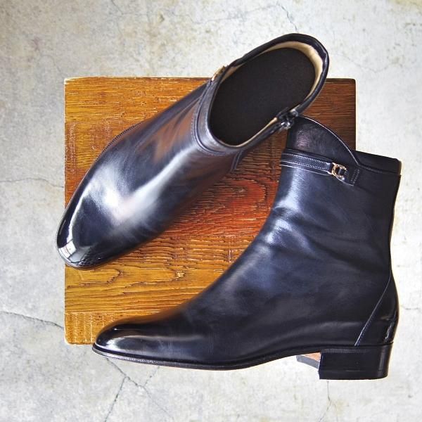 美品★(伊)タニノクリスチー SIZE 6【定価10万円以上★ジョッパーブーツ風/ジップブーツ】108274/カーフ/黒/メンズ/TANINO CRISCI★f449