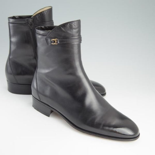美品★(伊)タニノクリスチー SIZE 6【定価10万円以上★ジョッパーブーツ風/ジップブーツ】108274/カーフ/黒/メンズ/TANINO CRISCI★f449