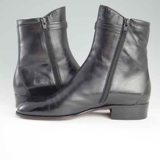 美品★(伊)タニノクリスチー SIZE 6【定価10万円以上★ジョッパーブーツ風/ジップブーツ】108274/カーフ/黒/メンズ/TANINO CRISCI★f449