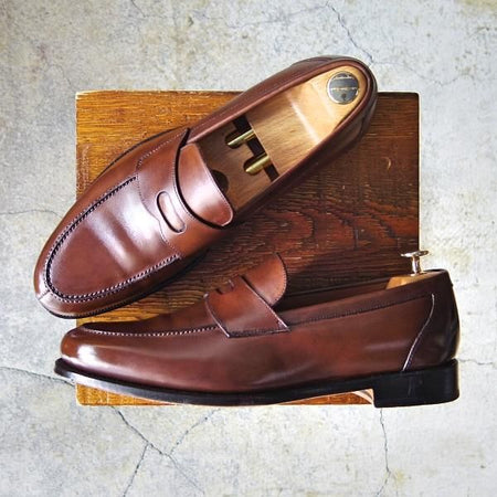 美品★ユニオンインペリアル 8.5EEE【★コインローファー/Special Model/U2004】(仏)アノネイ社/ベガノカーフ/茶/Union Imperial★f451