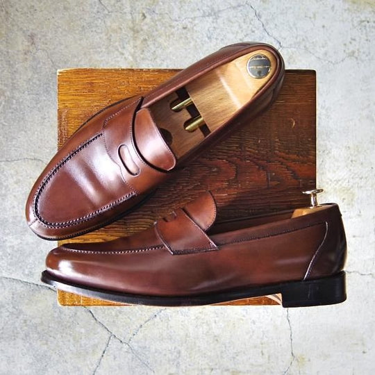 美品★ユニオンインペリアル 8.5EEE【★コインローファー/Special Model/U2004】(仏)アノネイ社/ベガノカーフ/茶/Union Imperial★f451