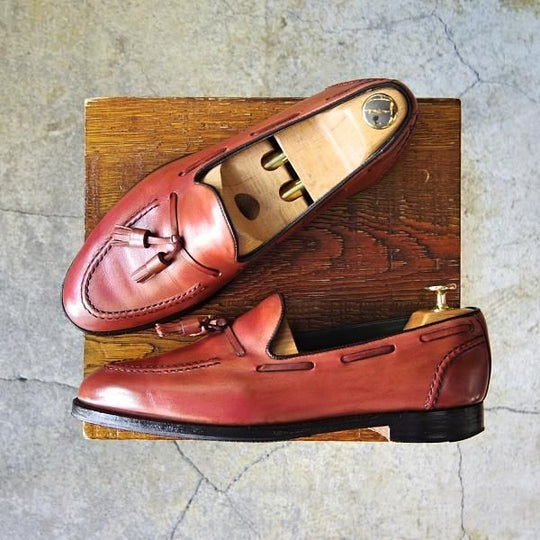 極上★(英)チーニー 6.5F【定価￥74,800-★タッセルローファー/HARRY】214ラスト/スリッポン/カーフ/赤茶/メンズ/CHEANEY★f461