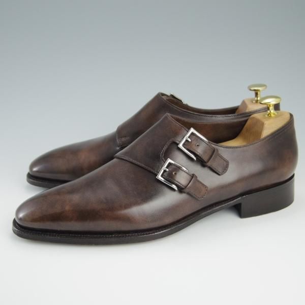 美品★ジョンロブ 8.5E【定価￥275,000-★プレステージライン/CHAPEL/8000ラスト】ミュージアムカーフ/ダブルモンク/JOHN LOBB★f479