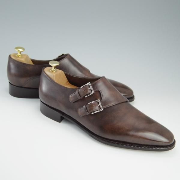 美品★ジョンロブ 8.5E【定価￥275,000-★プレステージライン/CHAPEL/8000ラスト】ミュージアムカーフ/ダブルモンク/JOHN LOBB★f479