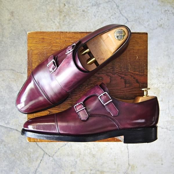 ★ジョンロブ 7D【定価￥206,800-★WILLIAM/ウィリアム】9795Rラスト/ダブルモンク/ミュージアムカーフ/PLUM/赤茶/JOHN LOBB★f480