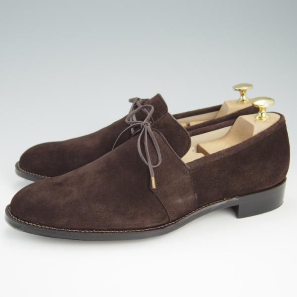 ほぼ試着程度★(福岡)Corno blu/コルノブルゥ UK6程度【オーダー価格￥94,600-(合計)★専用シューツリー付】スエード/濃茶★f481
