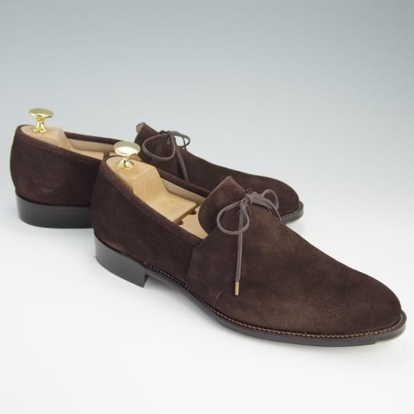ほぼ試着程度★(福岡)Corno blu/コルノブルゥ UK6程度【オーダー価格￥94,600-(合計)★専用シューツリー付】スエード/濃茶★f481