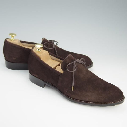 ほぼ試着程度★(福岡)Corno blu/コルノブルゥ UK6程度【オーダー価格￥94,600-(合計)★専用シューツリー付】スエード/濃茶★f481