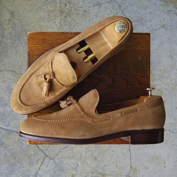 美品★(スペイン製)YANKO/ヤンコ SIZE 9【グッドイヤーウェルテッド製法★タッセルローファー/14498】955ラスト/スエード/薄茶★f483