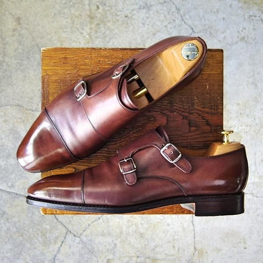 極上★(スペイン製)YANKO/ヤンコ SIZE 9【グッドイヤーウェルテッド製法★ダブルモンク/14306】915ラスト/カーフ/濃茶★f485