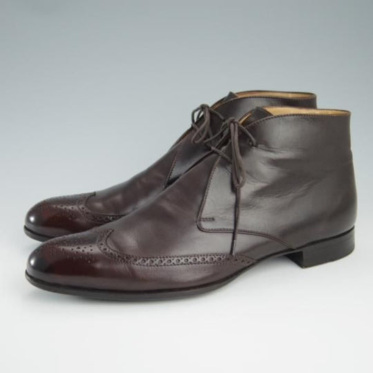 極上★(伊)BONORA/ボノーラ SIZE 7【貴重★オパンケ製法/チャッカブーツ】カーフ/濃茶/メンズ★f511