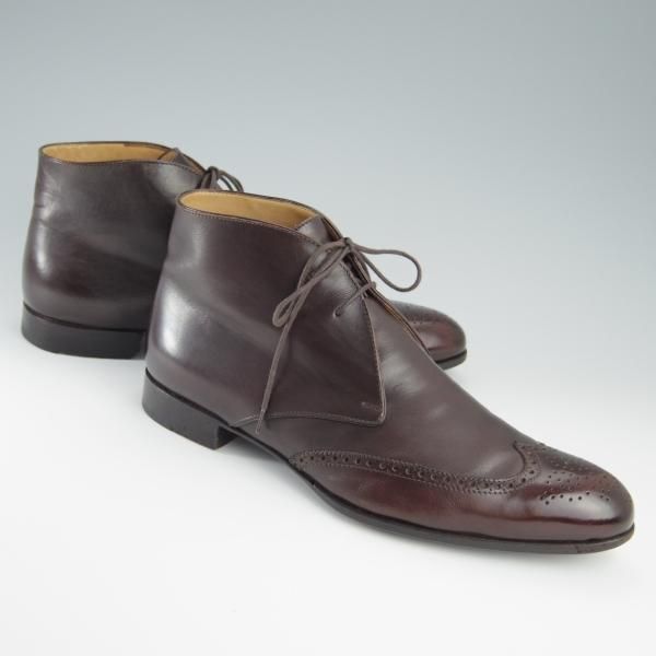 極上★(伊)BONORA/ボノーラ SIZE 7【貴重★オパンケ製法/チャッカブーツ】カーフ/濃茶/メンズ★f511