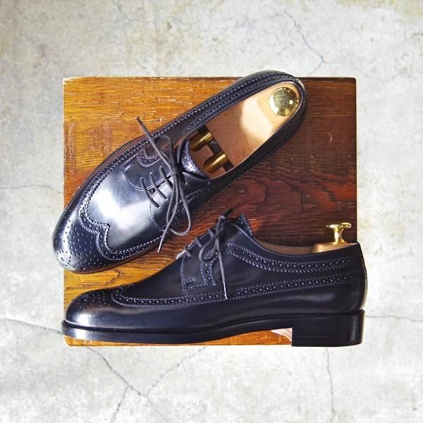 新品★(伊)タニノクリスチー SIZE 5【定価15万円以上★デッドストック品/ABRUZZO】ロングウイング/ボックスカーフ/黒/TANINO CRISCI★f512