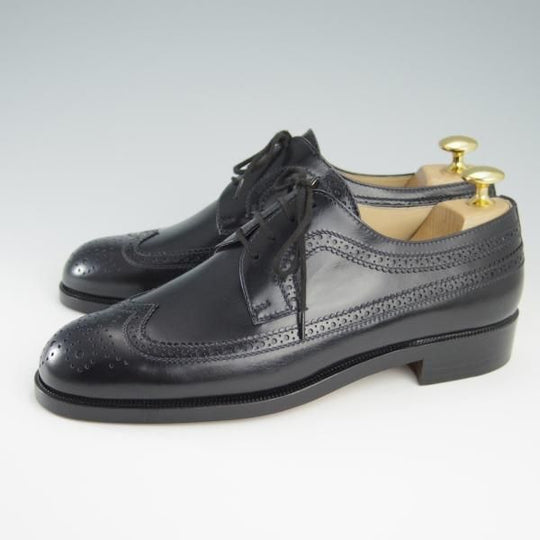 新品★(伊)タニノクリスチー SIZE 5【定価15万円以上★デッドストック品/ABRUZZO】ロングウイング/ボックスカーフ/黒/TANINO CRISCI★f512