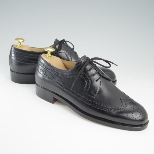 新品★(伊)タニノクリスチー SIZE 5【定価15万円以上★デッドストック品/ABRUZZO】ロングウイング/ボックスカーフ/黒/TANINO CRISCI★f512