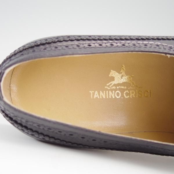 新品★(伊)タニノクリスチー SIZE 5【定価15万円以上★デッドストック品/ABRUZZO】ロングウイング/ボックスカーフ/黒/TANINO CRISCI★f512