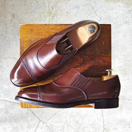 極美品★ジョンロブ 7E【貴重★8695ラスト/GAYTON】サイドエラスティック/カーフ/茶/メンズ/JOHN LOBB★f515