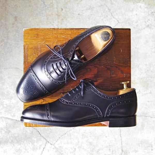 新品★(英)グレンソン 6F【定価￥74,800-★セミブローグ/OXFORD】カーフ/黒/メンズ/GRENSON★f521