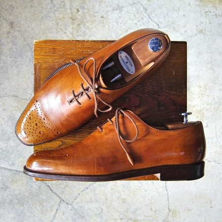 極上★(伊)タニノクリスチー SIZE 8【定価15万円以上★ホールカット/131543】カーフ/茶/メンズ/TANINO CRISCI★f528