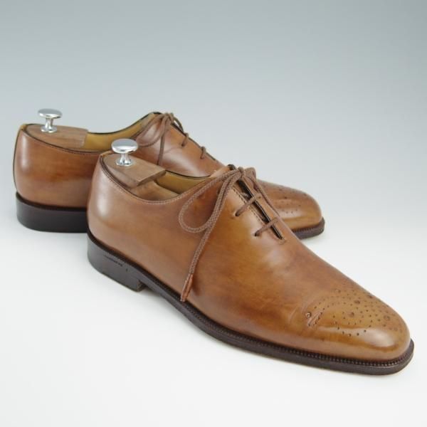 極上★(伊)タニノクリスチー SIZE 8【定価15万円以上★ホールカット/131543】カーフ/茶/メンズ/TANINO CRISCI★f528