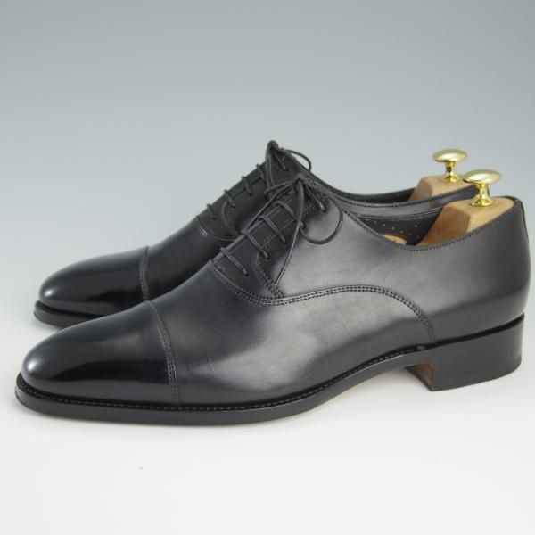 極美品★(伊)サントーニ SIZE 8【上級★グッドイヤーウェルテッド製法/12610】ストレートチップ/カーフ/黒/メンズ/Santoni★f540