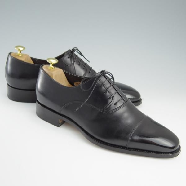 極美品★(伊)サントーニ SIZE 8【上級★グッドイヤーウェルテッド製法/12610】ストレートチップ/カーフ/黒/メンズ/Santoni★f540