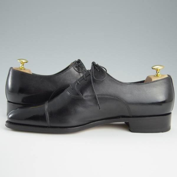 極美品★(伊)サントーニ SIZE 8【上級★グッドイヤーウェルテッド製法/12610】ストレートチップ/カーフ/黒/メンズ/Santoni★f540