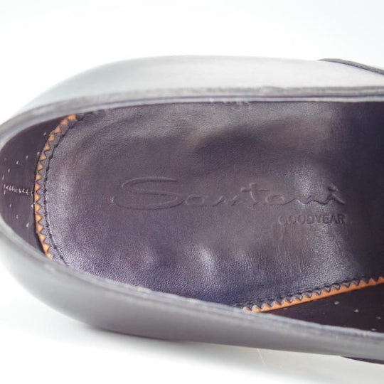 極美品★(伊)サントーニ SIZE 8【上級★グッドイヤーウェルテッド製法/12610】ストレートチップ/カーフ/黒/メンズ/Santoni★f540