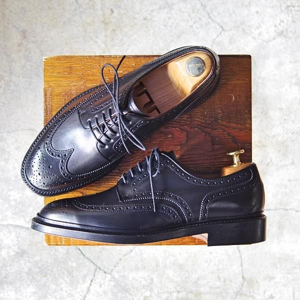 【新品未使用】27.5cmラルフローレン レザーシューズ ブラック イタリア製 POLO RALPH LAUREN]Asher レザー ウィングチップ シューズ