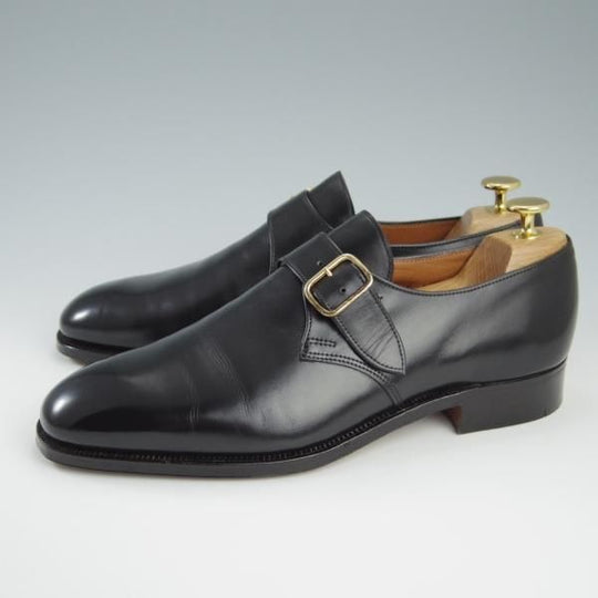 極美品★クロケット&ジョーンズ 7.5E【★(英)ポールセンスコーン別注/Poulsen Skone】モンクストラップ/カーフ/黒/Crockett&Jones★f548