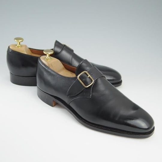 極美品★クロケット&ジョーンズ 7.5E【★(英)ポールセンスコーン別注/Poulsen Skone】モンクストラップ/カーフ/黒/Crockett&Jones★f548