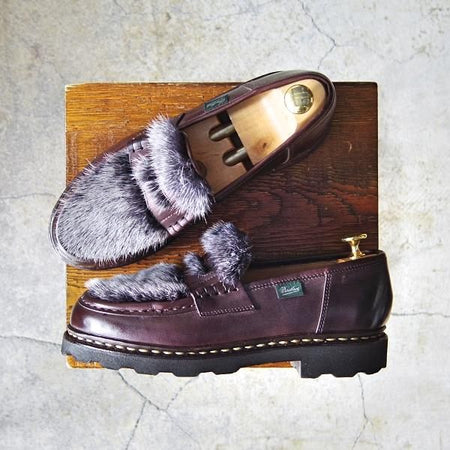 極美品★パラブーツ SIZE 5.5【定価￥92,400-★VISON(ミンクファー)仕様/REIMS/ビームス別注】ランス/リスレザー/BEAMS/Paraboot★f552