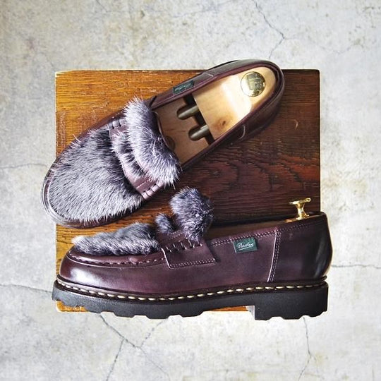 極美品★パラブーツ SIZE 5.5【定価￥92,400-★VISON(ミンクファー)仕様/REIMS/ビームス別注】ランス/リスレザー/BEAMS/Paraboot★f552