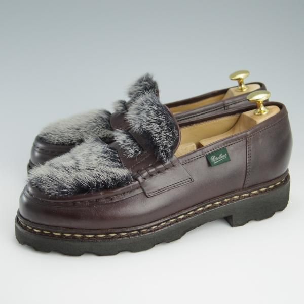 極美品★パラブーツ SIZE 5.5【定価￥92,400-★VISON(ミンクファー)仕様/REIMS/ビームス別注】ランス/リスレザー/BEAMS/Paraboot★f552