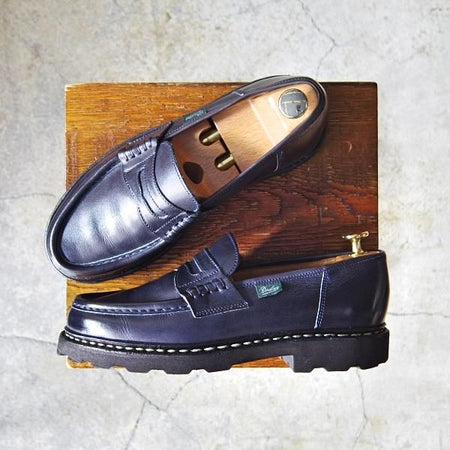 美品★パラブーツ SIZE 5.5【定価￥71,500-★ランス/REIMS】コインローファー/リスレザー/マルシェソール/NUIT/紺/Paraboot★f553