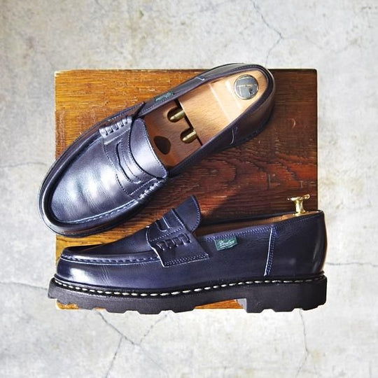 美品★パラブーツ SIZE 5.5【定価￥71,500-★ランス/REIMS】コインローファー/リスレザー/マルシェソール/NUIT/紺/Paraboot★f553