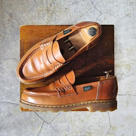 極美品★パラブーツ SIZE 5.5【定価￥71,500-★REIMS/ベジタブルタンニンレザー仕様】ランス/コインローファー/CAMEL/Paraboot★f555