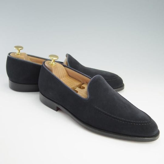 ほぼ未使用★クロケット&ジョーンズ 8E【定価￥77,000-★EDIFICE別注/THURLOE】302ラスト/ローファー/スエード/紺/Crockett&Jones★f565