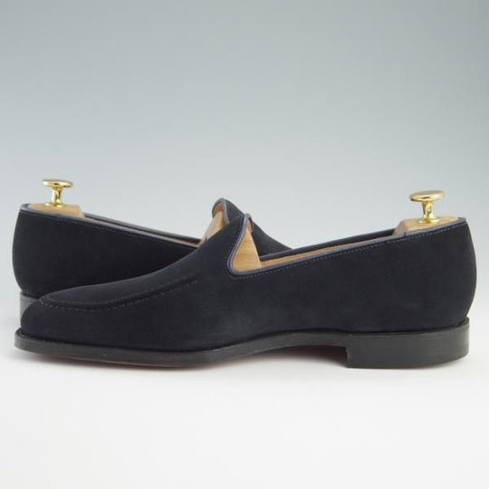 ほぼ未使用★クロケット&ジョーンズ 8E【定価￥77,000-★EDIFICE別注/THURLOE】302ラスト/ローファー/スエード/紺/Crockett&Jones★f565